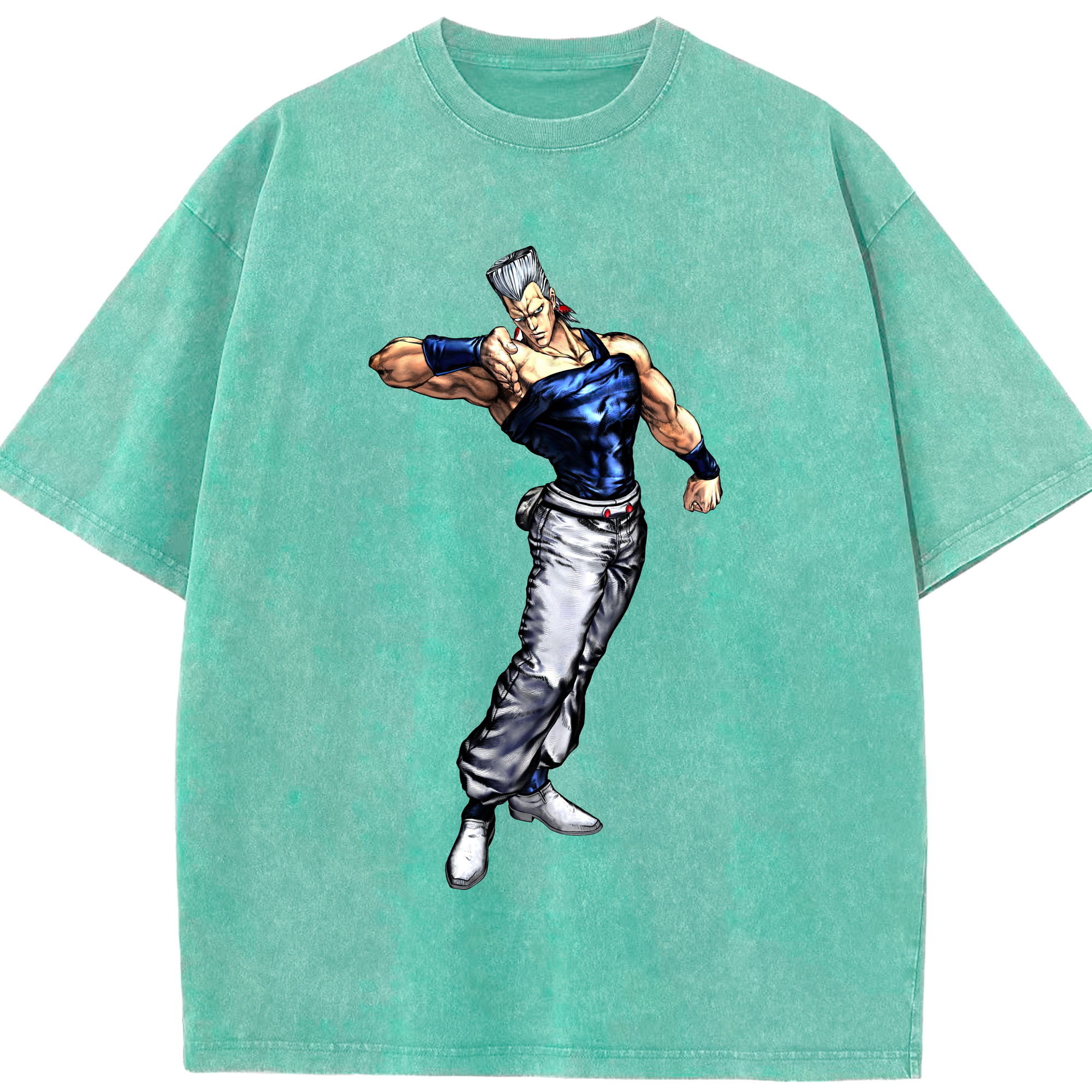 （画像用） ジョジョの奇妙な冒険 ジャン＝ピエール?ポルナレフ JoJo's Bizarre Adventure Jan Pierre Polnareff 綿100% ヴィンテージ風 半袖Tシャツ（フロントプリント）